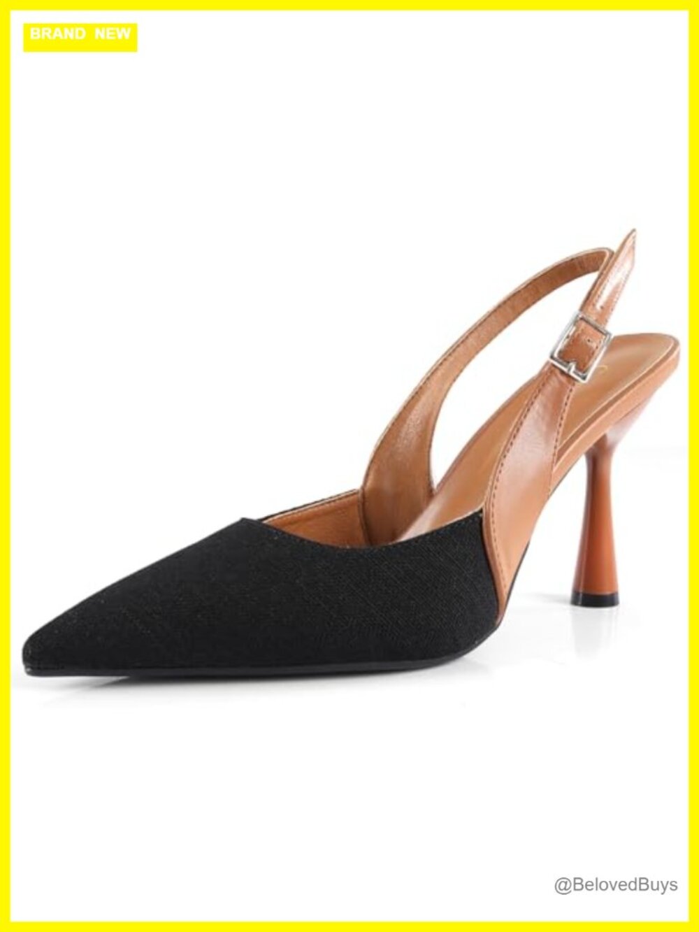 Women's Pointed Toe Slingback Stiletto Heels Fabric Leather